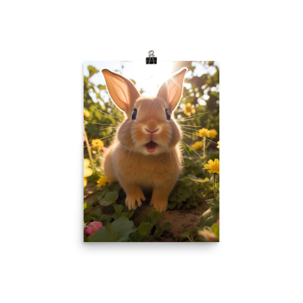 Tan Bunnys Playful Wonders Photo paper poster - PosterfyAI.com
