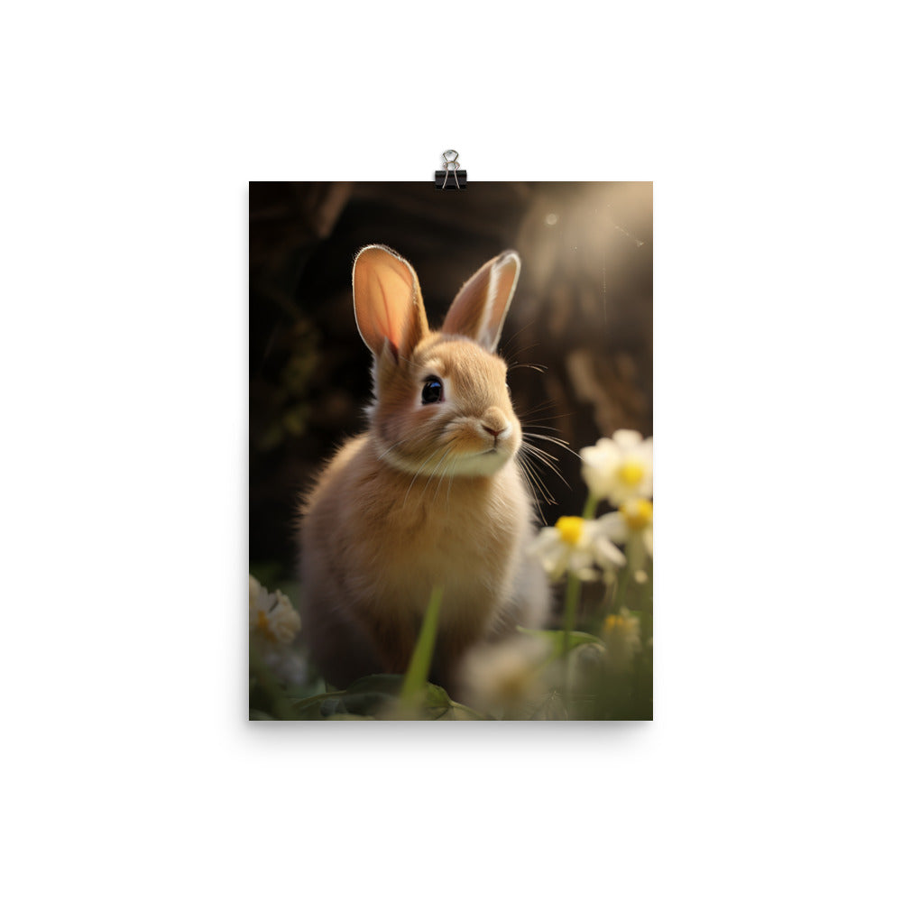 Tan Bunnys Playful Wonders Photo paper poster - PosterfyAI.com