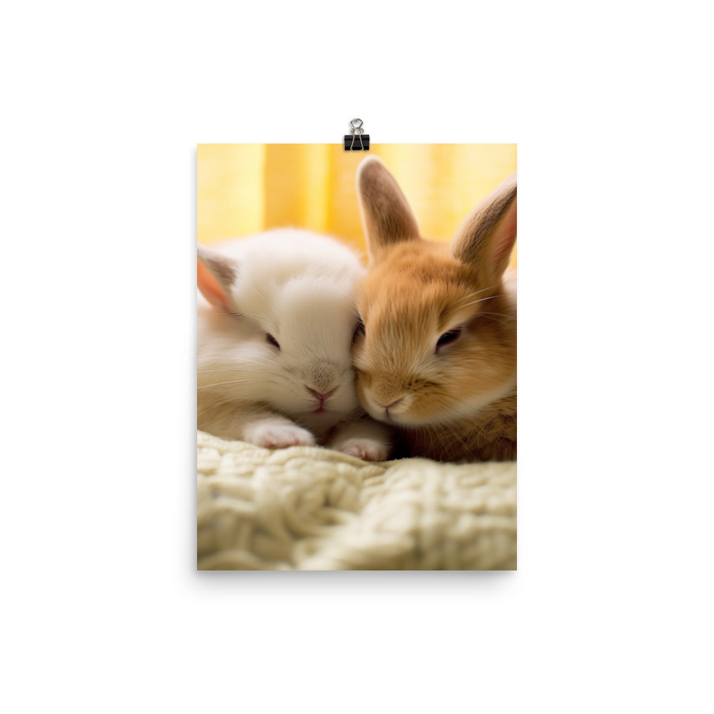 Tan Bunnys Gentle Cuddles Photo paper poster - PosterfyAI.com