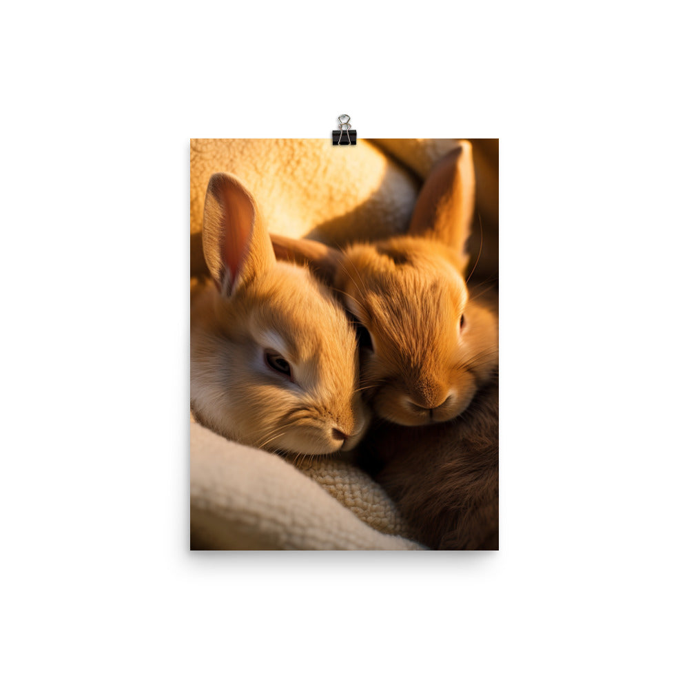 Tan Bunnys Gentle Cuddles Photo paper poster - PosterfyAI.com