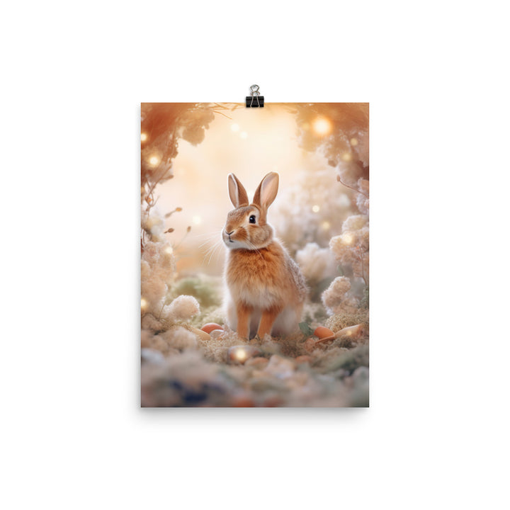 Tan Bunny in a Whimsical Wonderland Photo paper poster - PosterfyAI.com