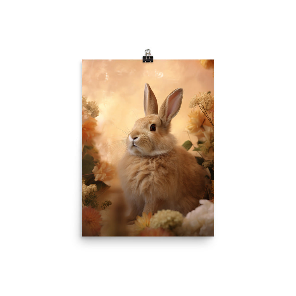 Tan Bunny in a Whimsical Wonderland Photo paper poster - PosterfyAI.com