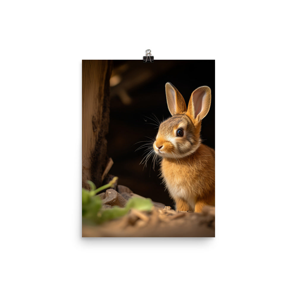 Tan Bunny Amidst Rustic Beauty Photo paper poster - PosterfyAI.com