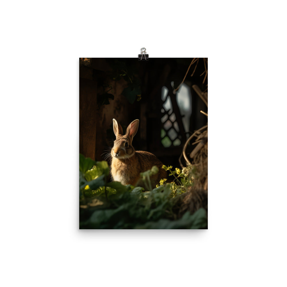 Tan Bunny Amidst Rustic Beauty Photo paper poster - PosterfyAI.com
