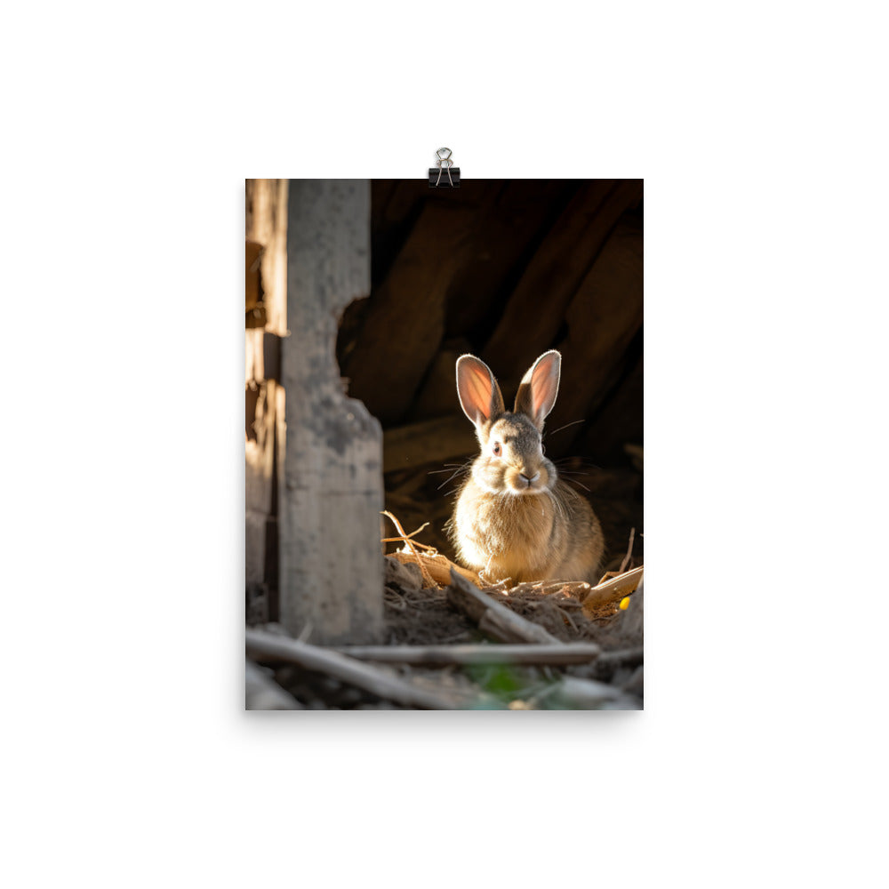 Tan Bunny Amidst Rustic Beauty Photo paper poster - PosterfyAI.com