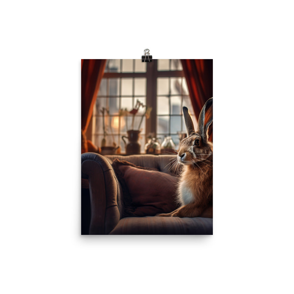 Belgian Hare in a Cozy Setting Photo paper poster - PosterfyAI.com
