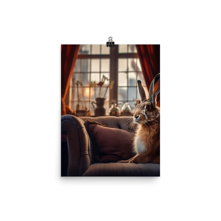 Belgian Hare in a Cozy Setting Photo paper poster - PosterfyAI.com