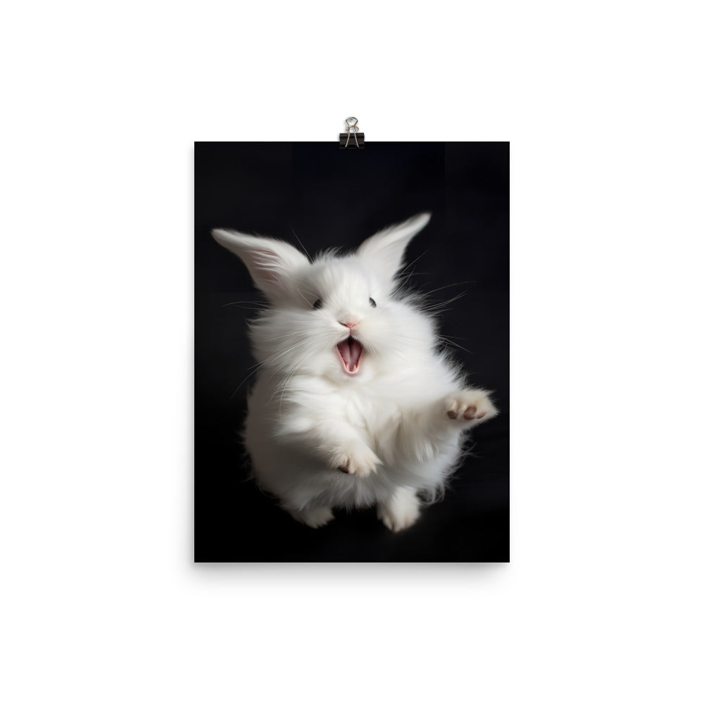 Angora Bunny with a Playful Expression Photo paper poster - PosterfyAI.com