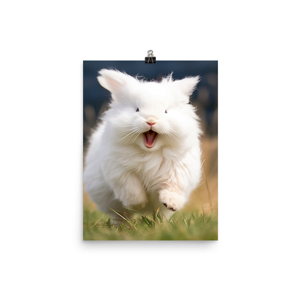 Angora Bunny with a Playful Expression Photo paper poster - PosterfyAI.com