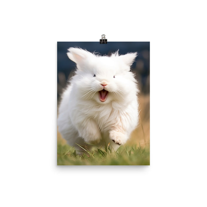 Angora Bunny with a Playful Expression Photo paper poster - PosterfyAI.com