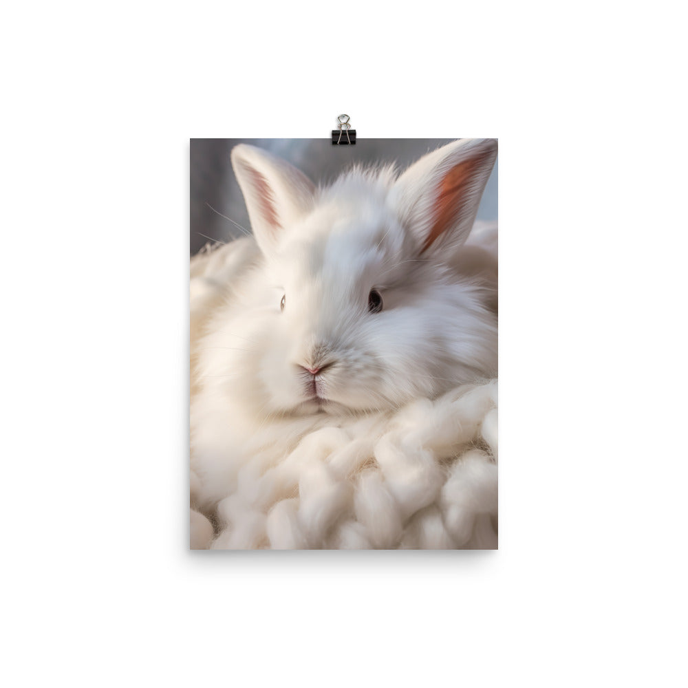 Angora Bunny in a Cozy Setting Photo paper poster - PosterfyAI.com