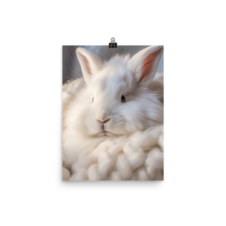 Angora Bunny in a Cozy Setting Photo paper poster - PosterfyAI.com