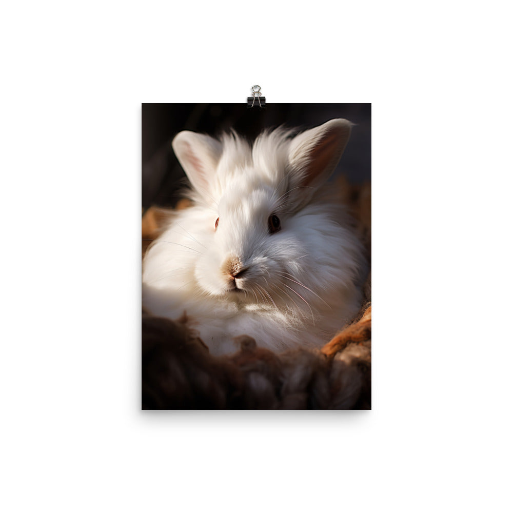 Angora Bunny in a Cozy Setting Photo paper poster - PosterfyAI.com