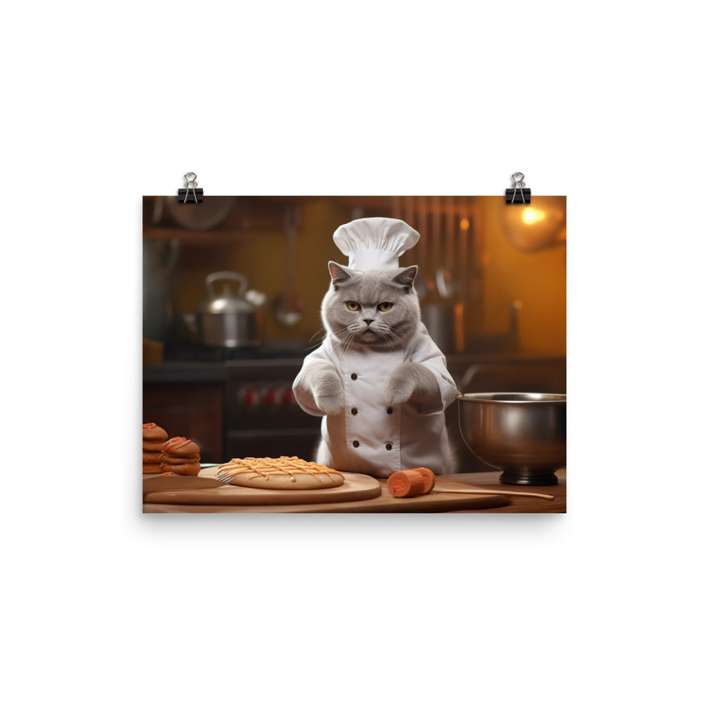 British Shorthair Chef Photo paper poster - PosterfyAI.com