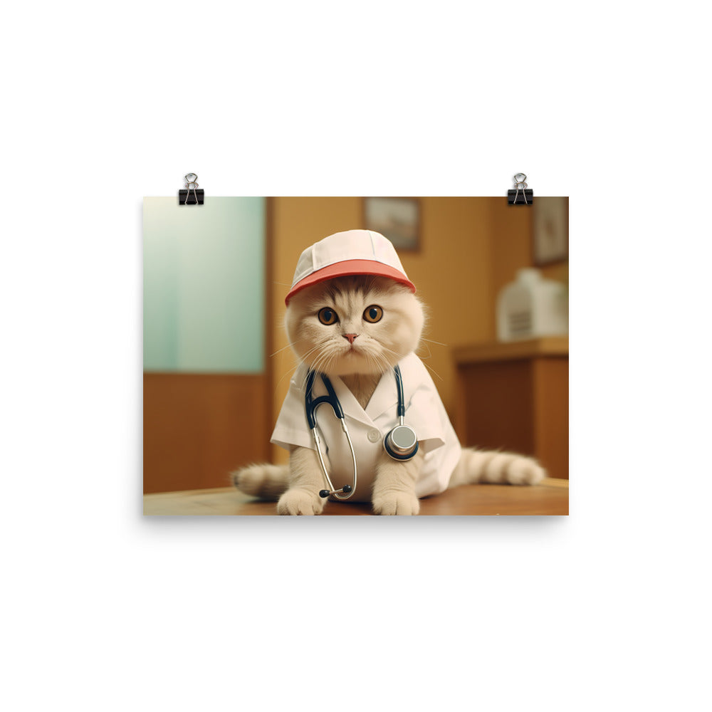 Scottish Fold Nurse Photo paper poster - PosterfyAI.com