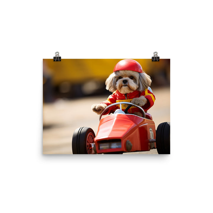 Lhasa Apso Motorsport Athlete Photo paper poster - PosterfyAI.com