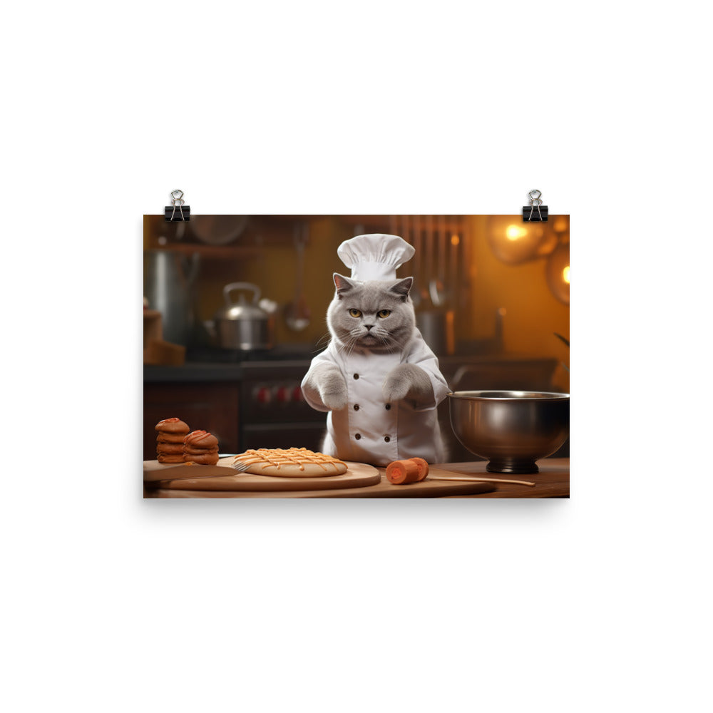 British Shorthair Chef Photo paper poster - PosterfyAI.com