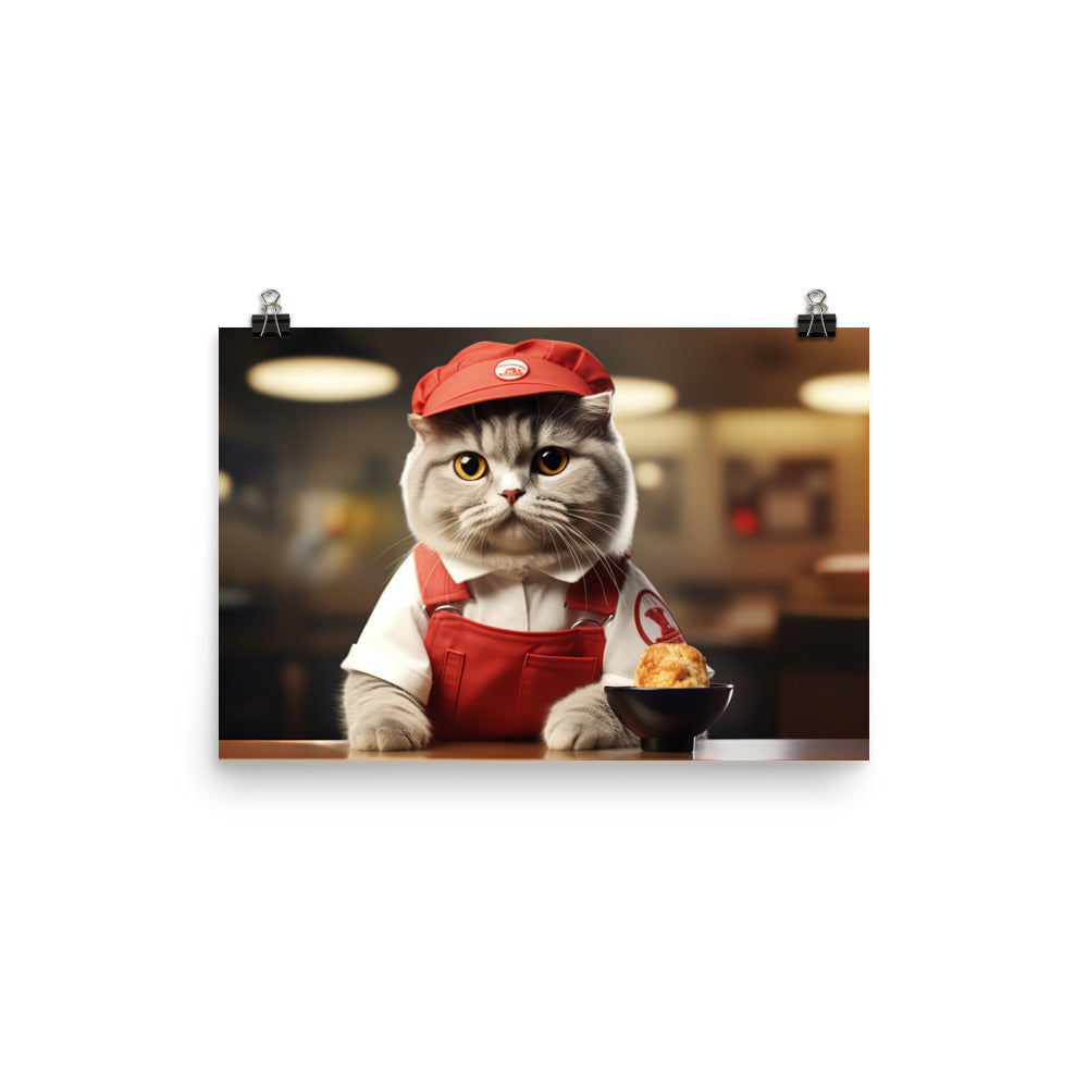 Scottish Fold Fast Food Crew Photo paper poster - PosterfyAI.com