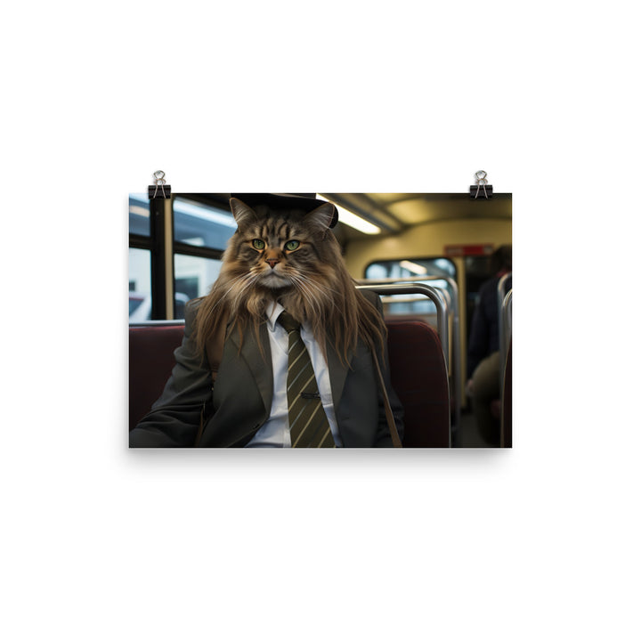 Maine Coon Transit Operator Photo paper poster - PosterfyAI.com