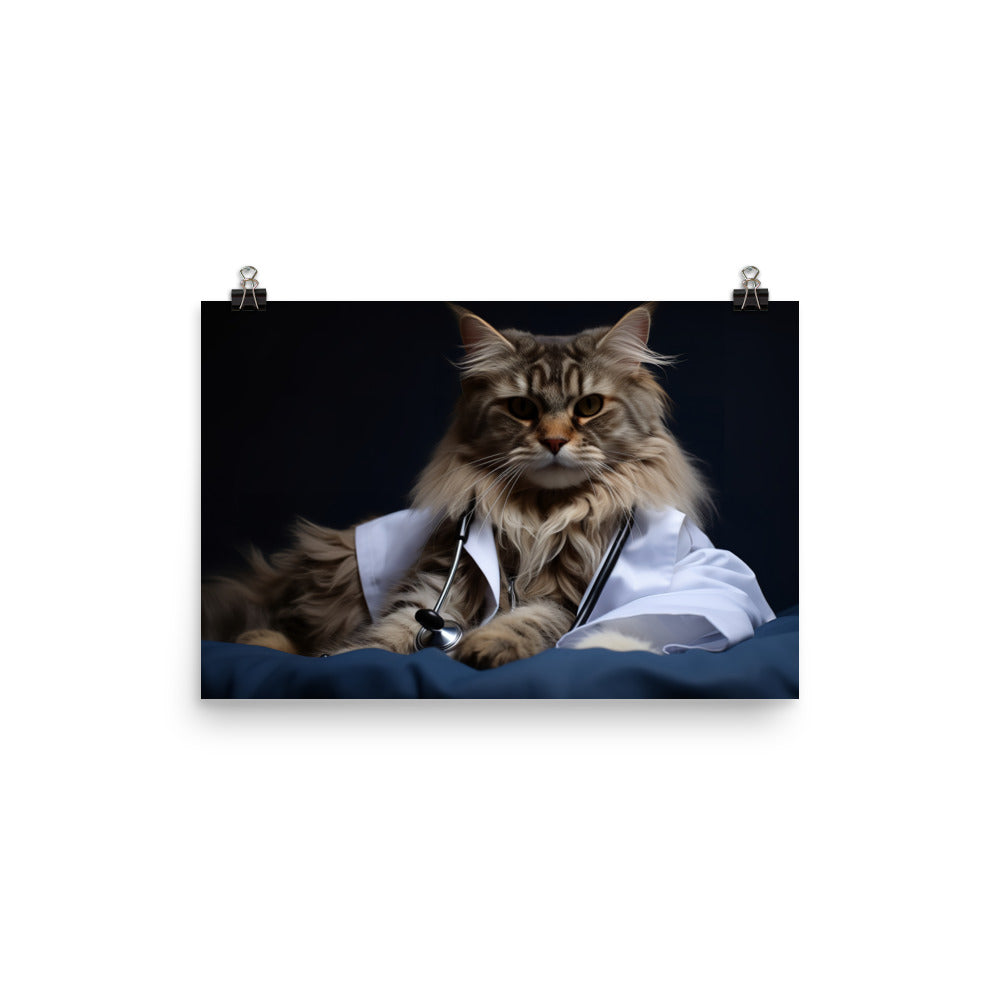 Maine Coon Doctor Photo paper poster - PosterfyAI.com