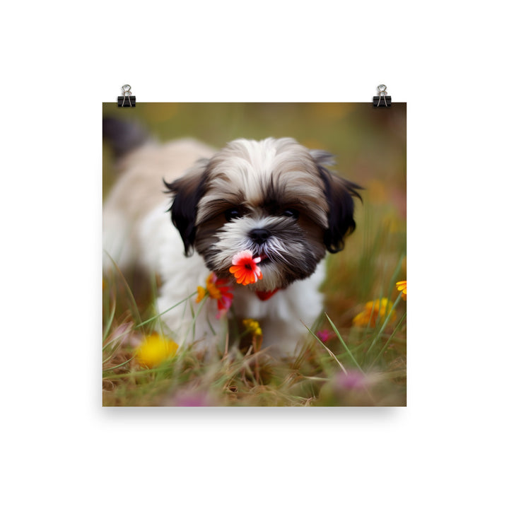 Sweet and Playful Shih Tzu Photo paper poster - PosterfyAI.com