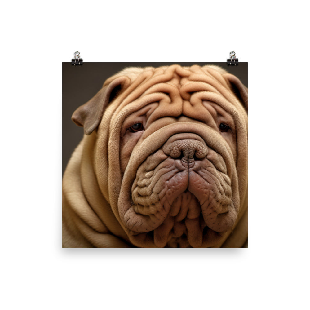 Shar Pei Portrait Photo paper poster - PosterfyAI.com