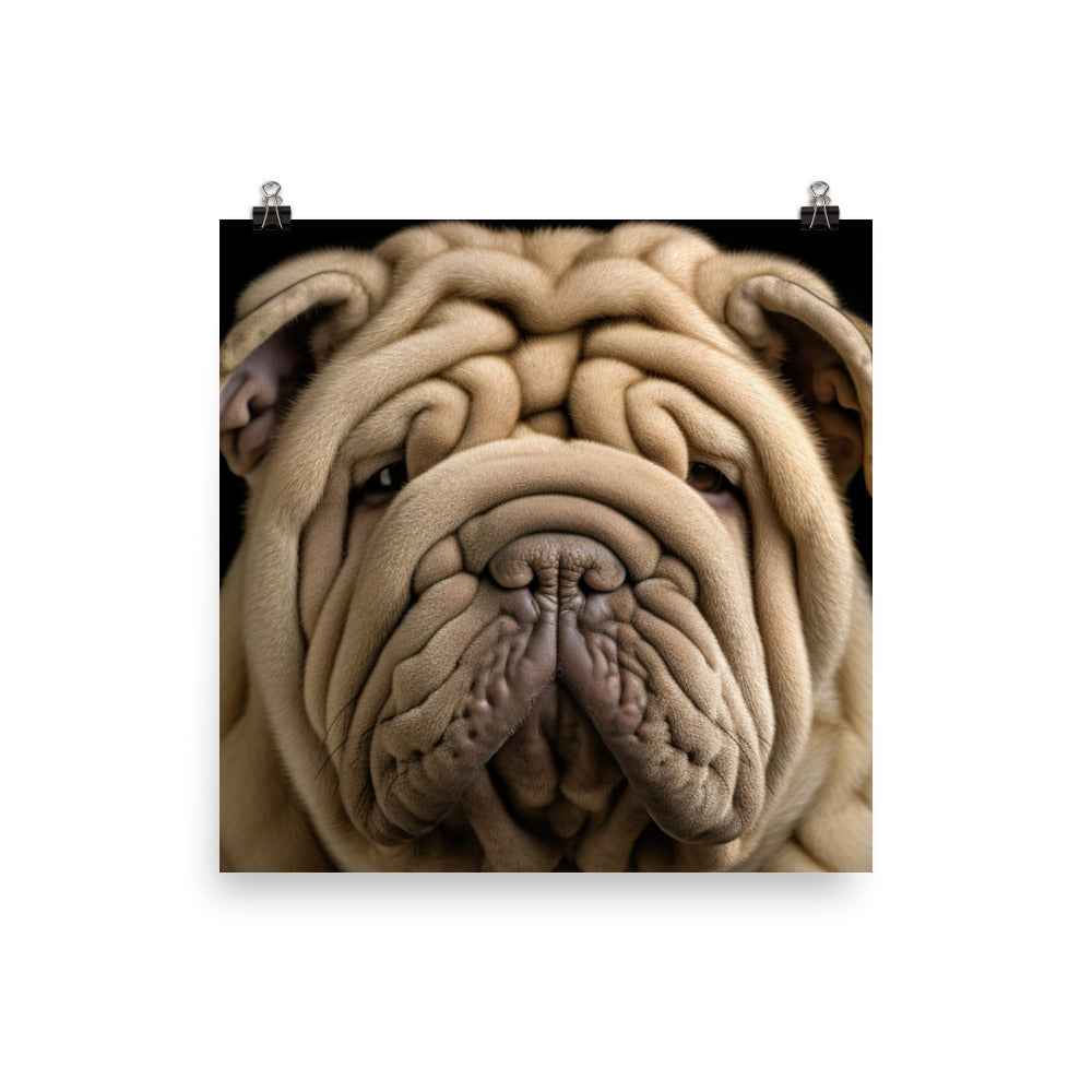 Shar Pei Portrait Photo paper poster - PosterfyAI.com