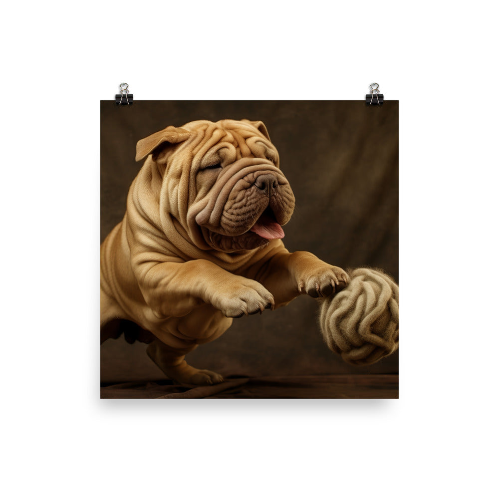 Shar Pei Playtime Photo paper poster - PosterfyAI.com