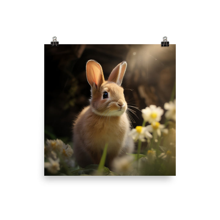 Tan Bunnys Playful Wonders Photo paper poster - PosterfyAI.com