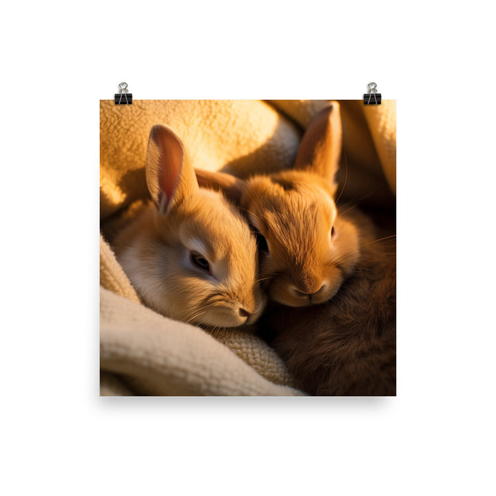 Tan Bunnys Gentle Cuddles Photo paper poster - PosterfyAI.com