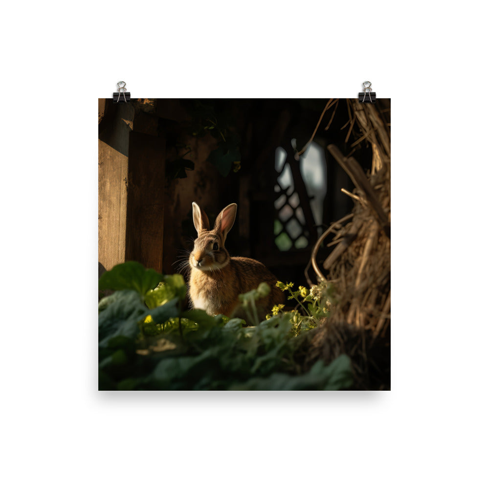 Tan Bunny Amidst Rustic Beauty Photo paper poster - PosterfyAI.com