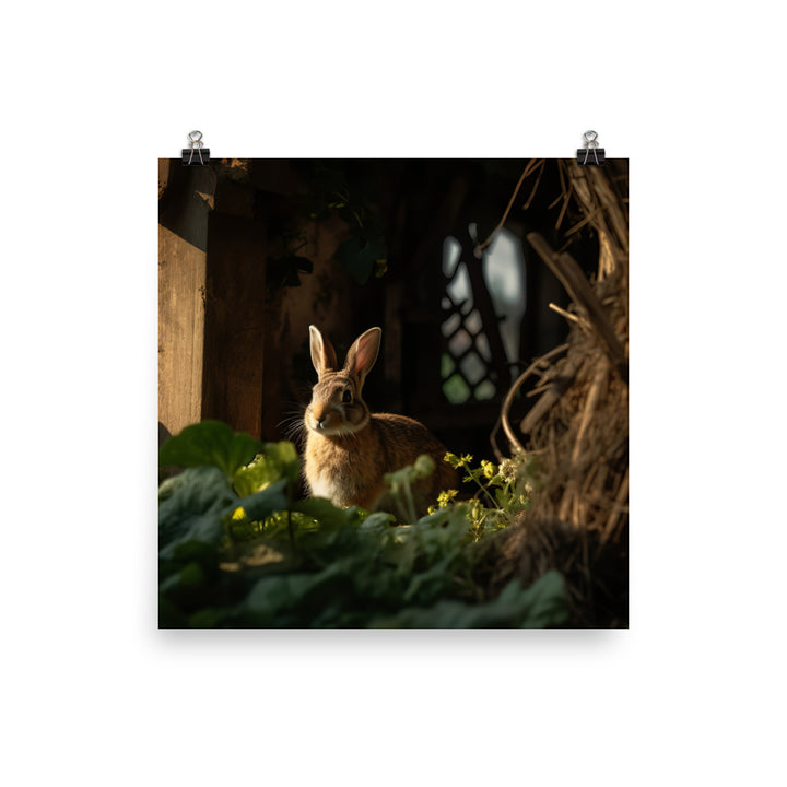 Tan Bunny Amidst Rustic Beauty Photo paper poster - PosterfyAI.com