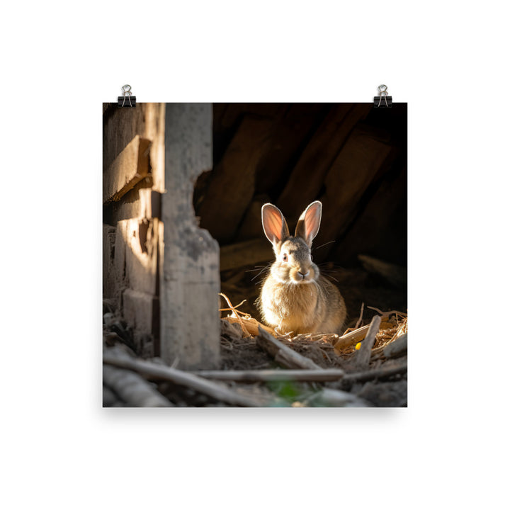 Tan Bunny Amidst Rustic Beauty Photo paper poster - PosterfyAI.com