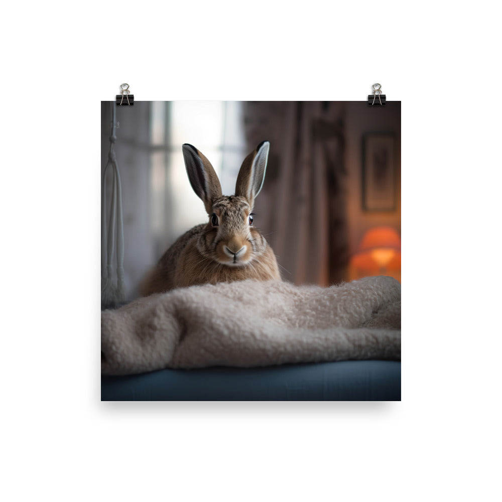 Belgian Hare in a Cozy Setting Photo paper poster - PosterfyAI.com