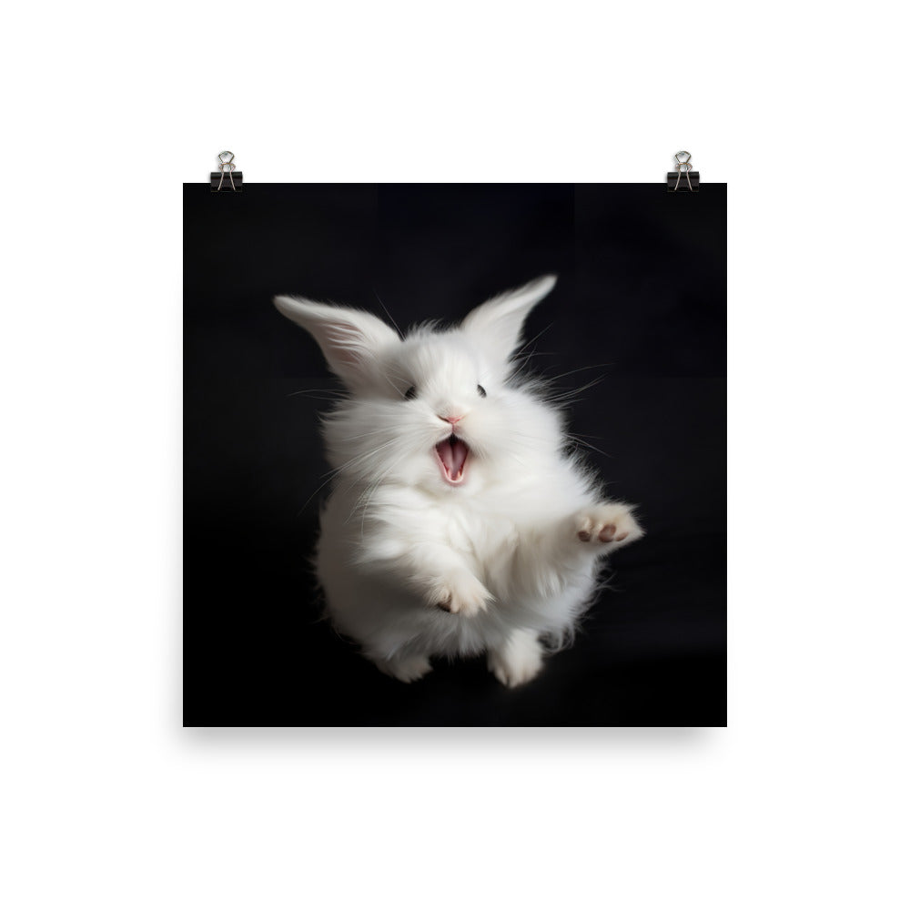 Angora Bunny with a Playful Expression Photo paper poster - PosterfyAI.com