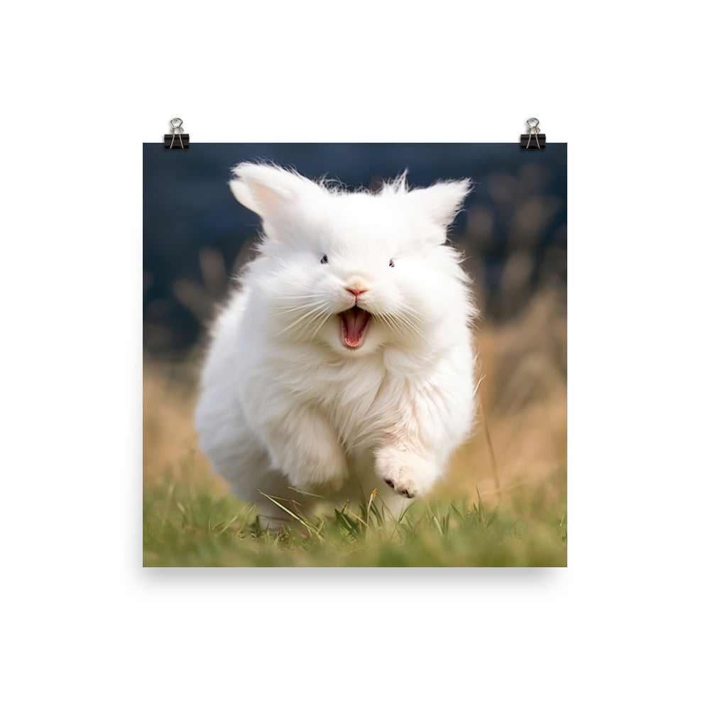 Angora Bunny with a Playful Expression Photo paper poster - PosterfyAI.com