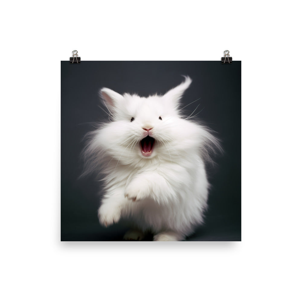 Angora Bunny with a Playful Expression Photo paper poster - PosterfyAI.com