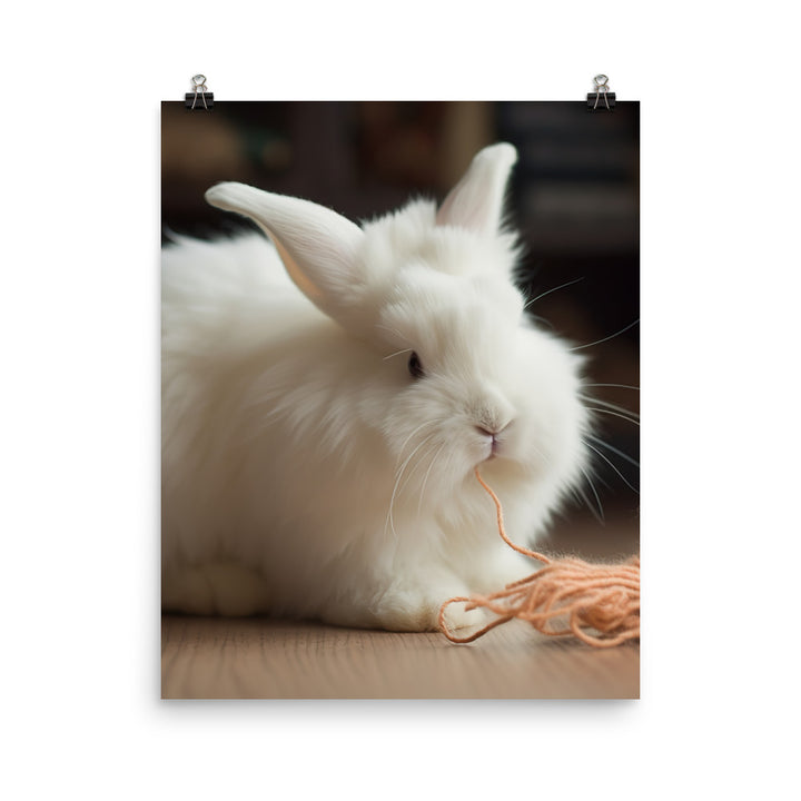 Angora Rabbit Playtime Photo paper poster - PosterfyAI.com