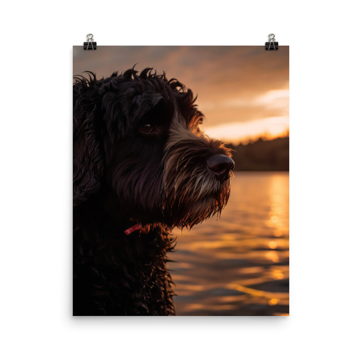 Water Dog at Sunset Photo paper poster - PosterfyAI.com
