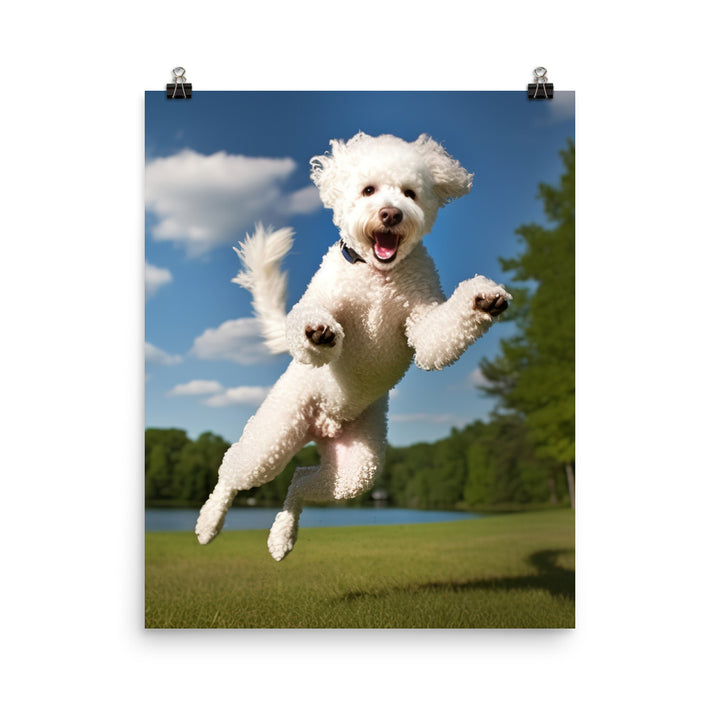 The Playful Poodle in Action Photo paper poster - PosterfyAI.com