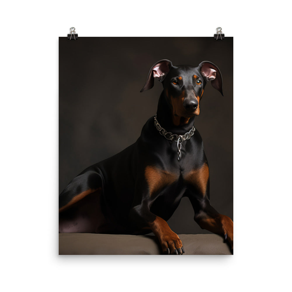 The elegant and regal posture of a Doberman Pinscher Photo paper poster - PosterfyAI.com