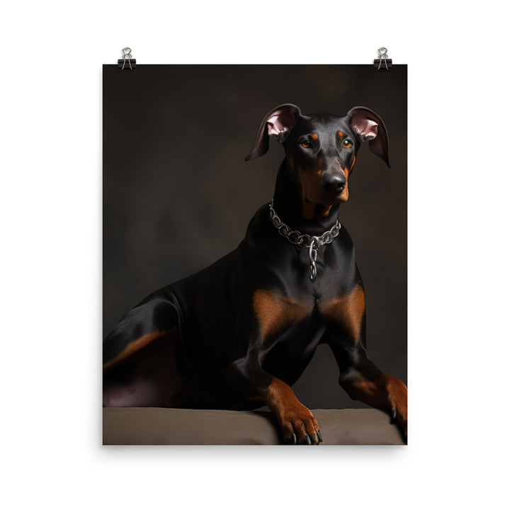 The elegant and regal posture of a Doberman Pinscher Photo paper poster - PosterfyAI.com