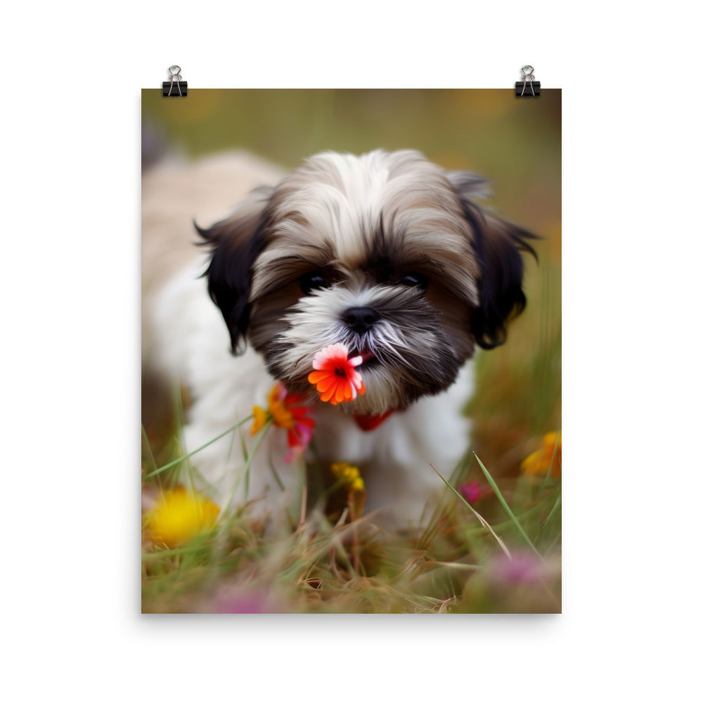 Sweet and Playful Shih Tzu Photo paper poster - PosterfyAI.com