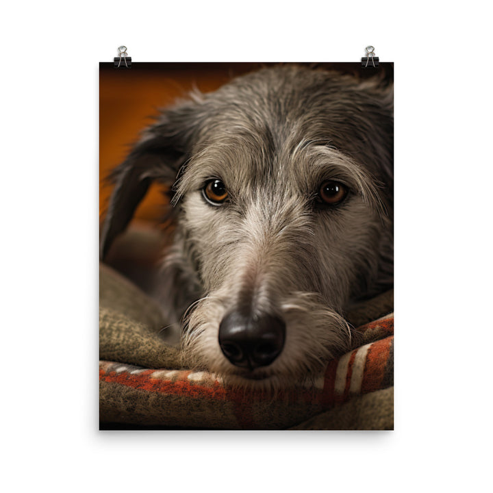 Sleepy Scottish Deerhound by the Fire  Photo paper poster - PosterfyAI.com