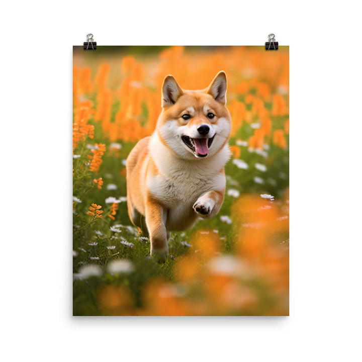 Shiba Inu Running Photo paper poster - PosterfyAI.com