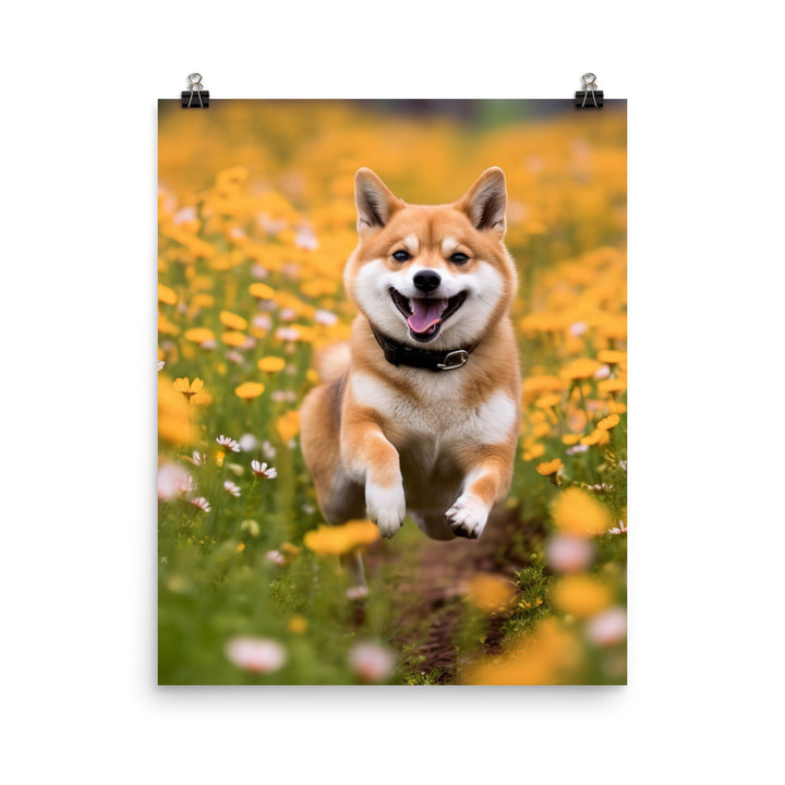 Shiba Inu Running Photo paper poster - PosterfyAI.com