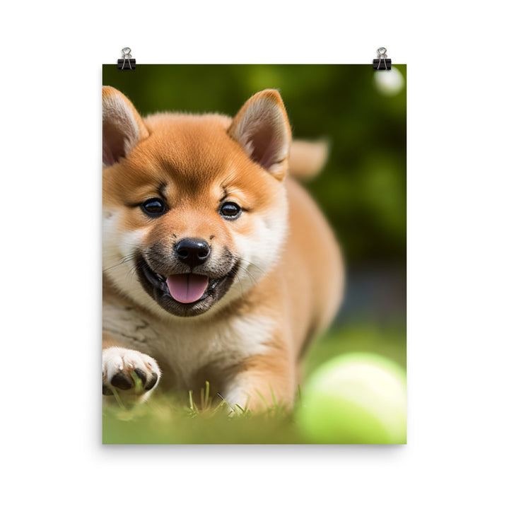 Shiba Inu Pup Playing Photo paper poster - PosterfyAI.com