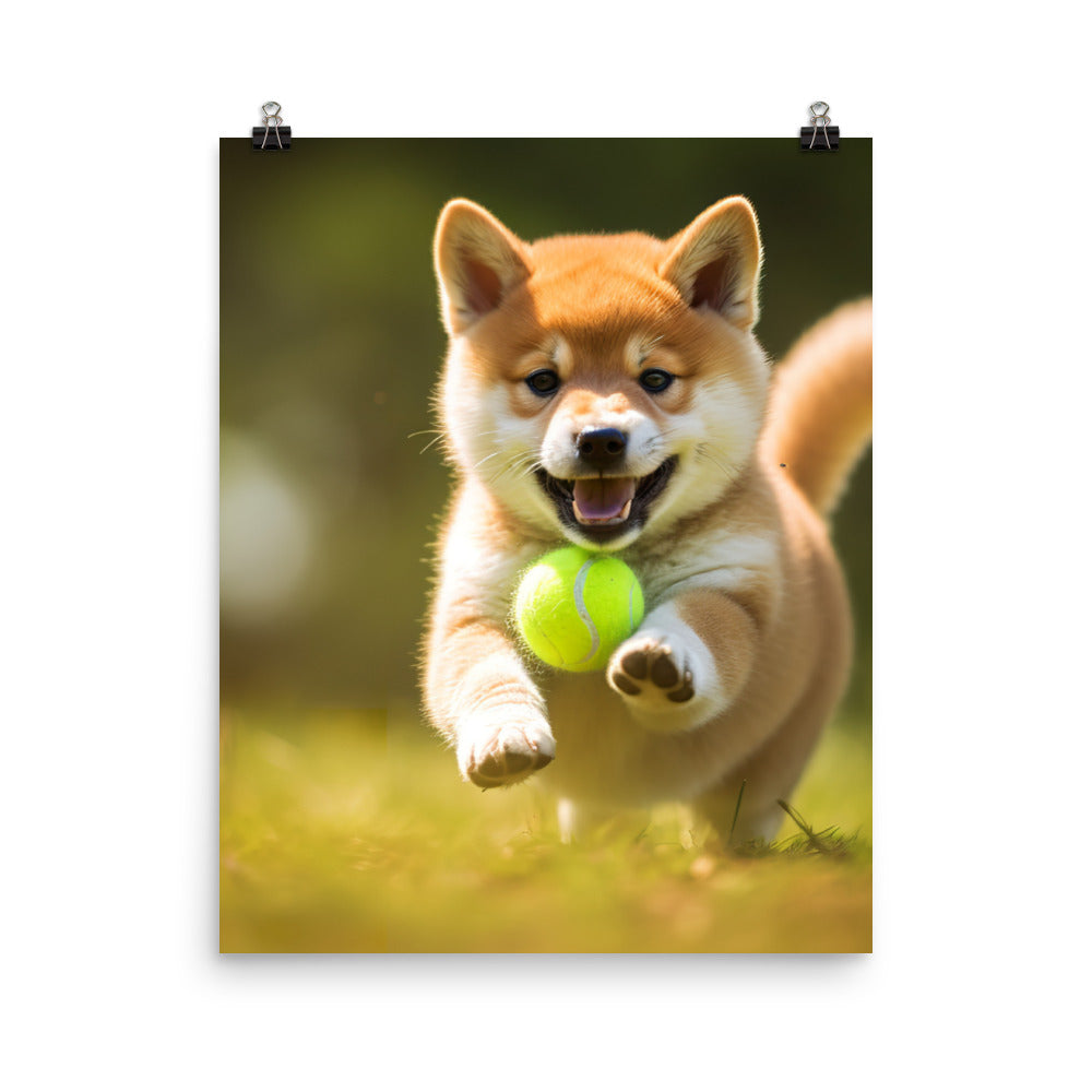 Shiba Inu Pup Playing Photo paper poster - PosterfyAI.com