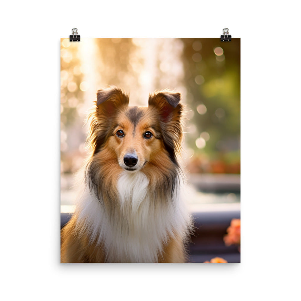 Shetland Sheepdog Posing in the Park Photo paper poster - PosterfyAI.com