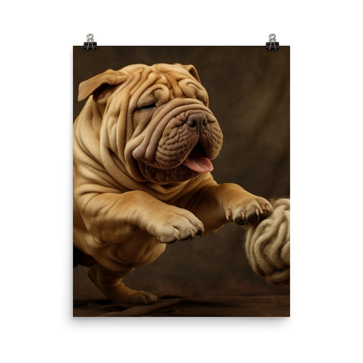 Shar Pei Playtime Photo paper poster - PosterfyAI.com